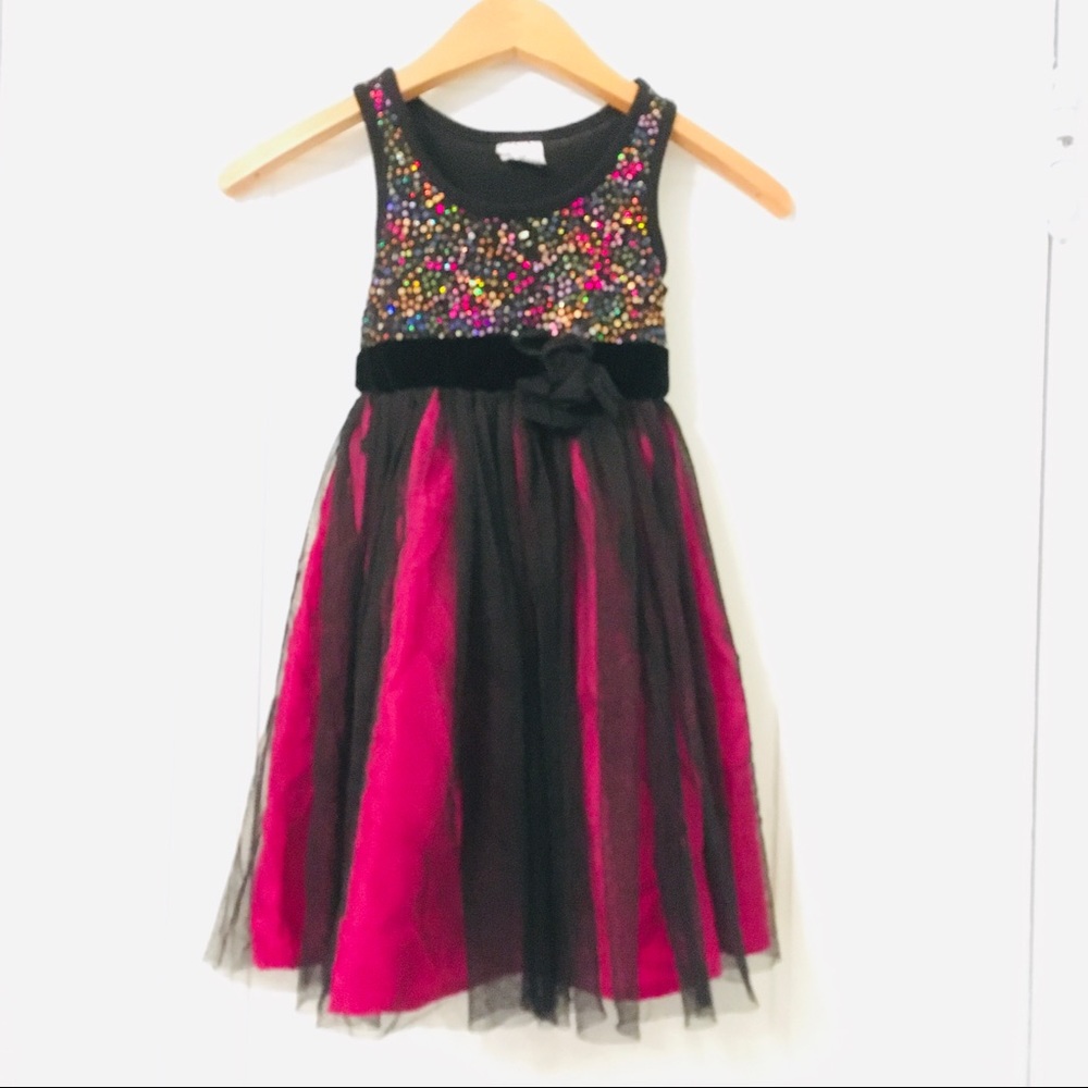 Black and Pink Sparkle Sleeveless Dress, Sz5/small